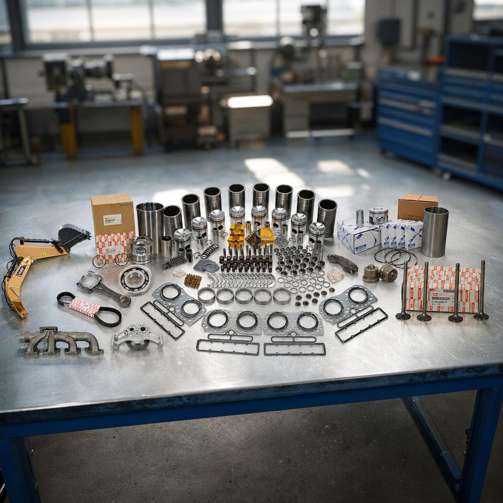 Engine assembly with multiple component samples displayed