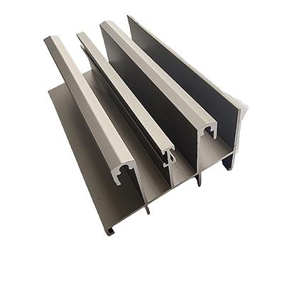 Multi-channel aluminum profile with grooves for sliding door hardware