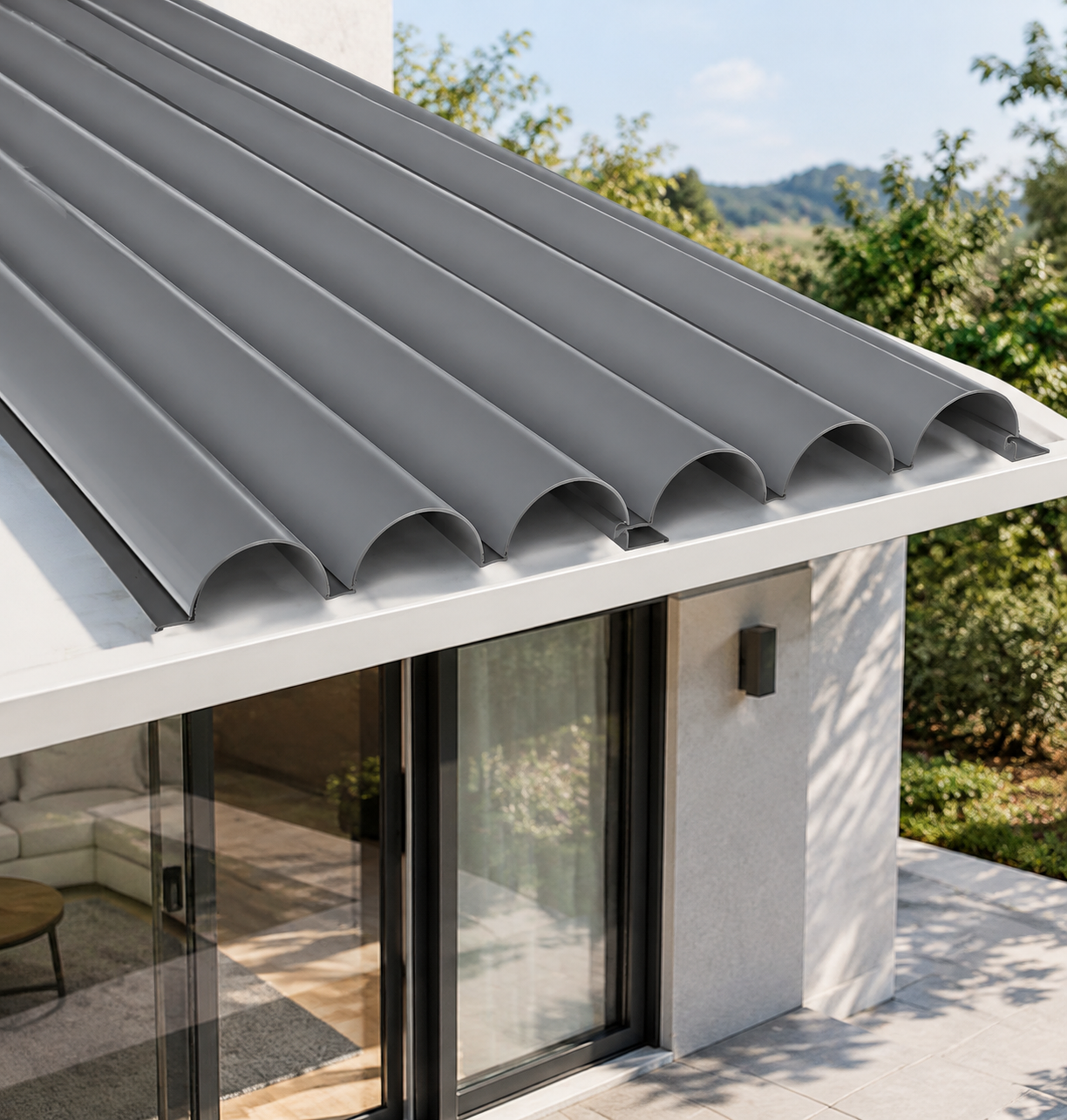 Corrugated aluminum roofing profile with wave pattern